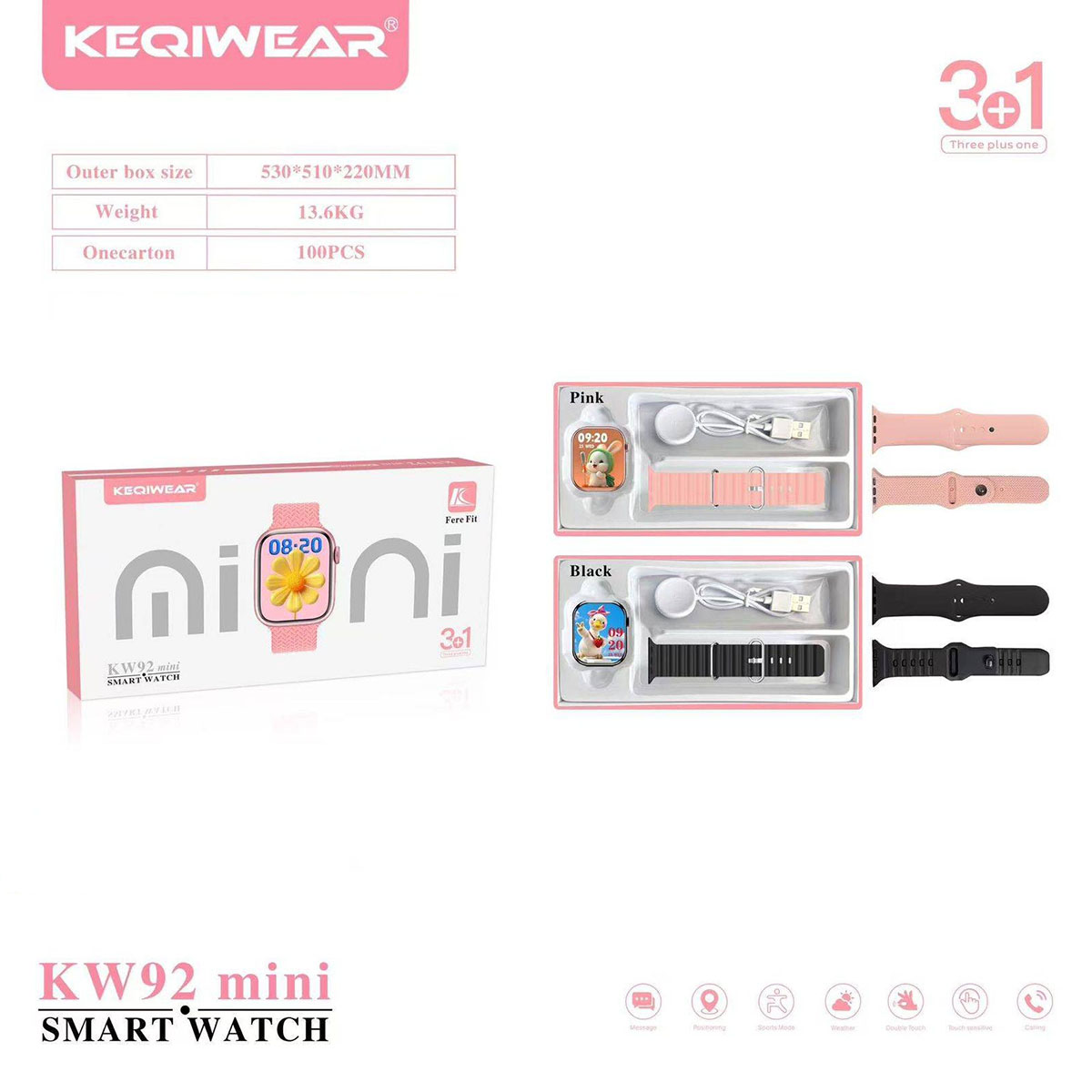 ساعت هوشمند Keqiwear مدل KW92 mini