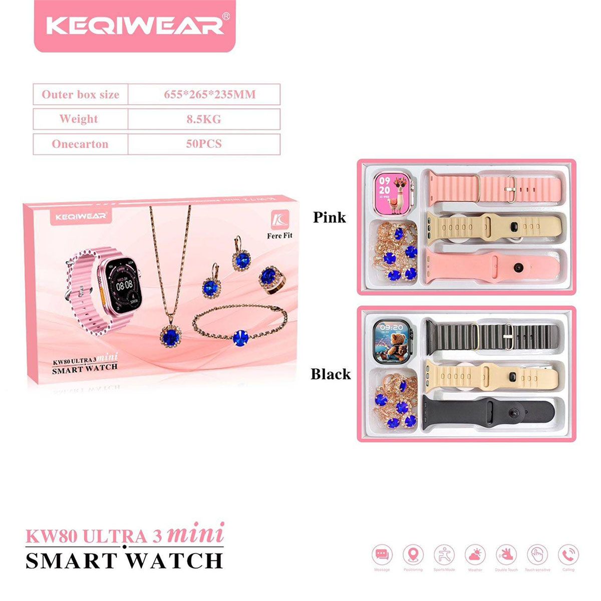 ساعت هوشمند Keqiwear مدل KW80 ultra 3 mini