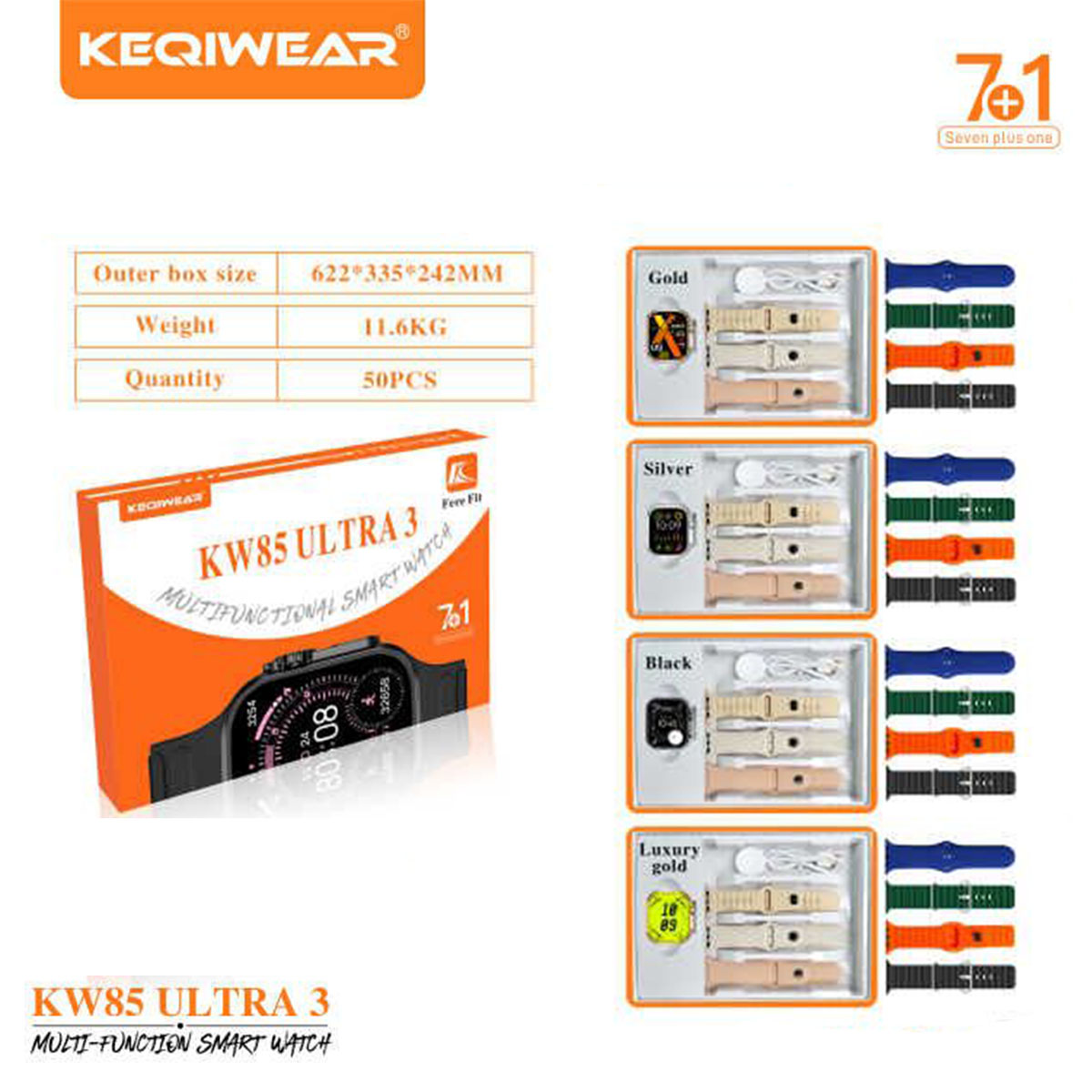 ساعت هوشمند keqiwear مدل  KW85 ultra 3