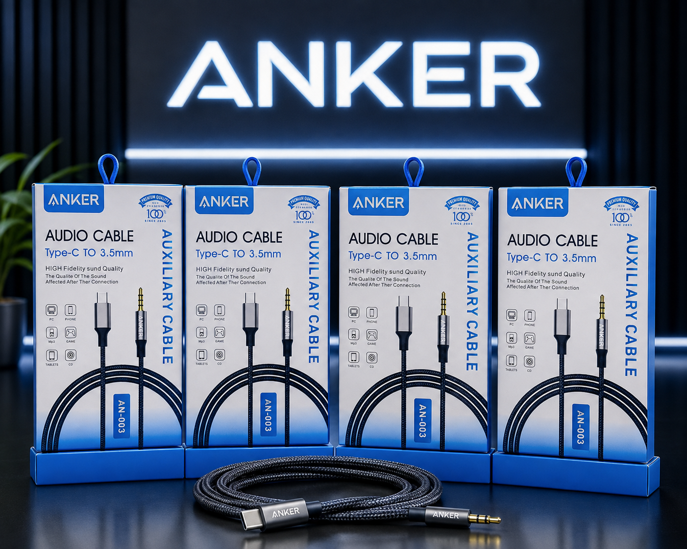 کابل انتقال صدا انکر (Anker) مدل AN-003 - تبدیل تایپ سی به aux